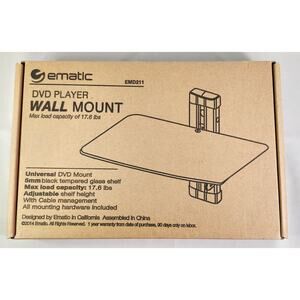 ematic Universal DVD Player Wall Mount EMD211 Max Load 17.6 Lbs (Brand New)